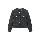 Women's Black Pocket Texture Jacket